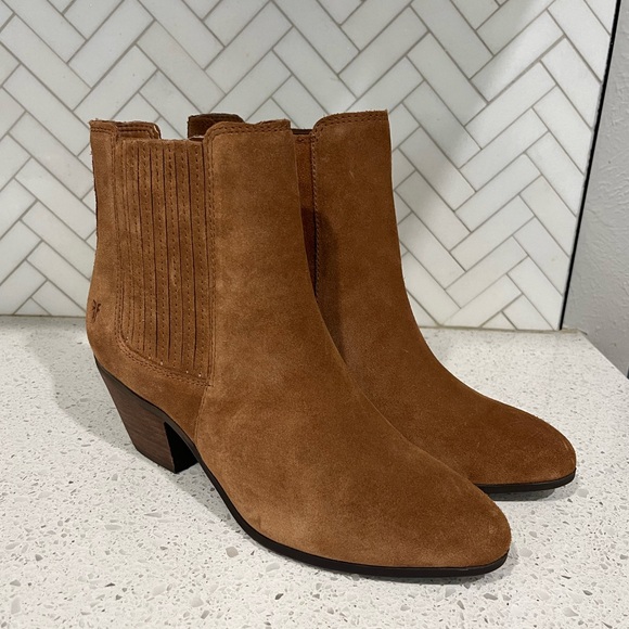 Frye Sandra Suede Boots Cognac Size 8 - Picture 2 of 13